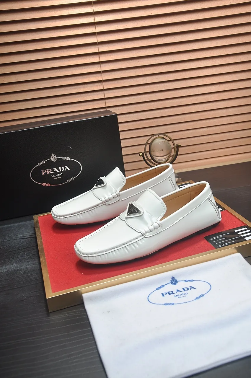 Men's Men's Shoes💰420💶【PRADA】 (High-end Niuli) New 🍀PRADA - Prada Doudou Shoes! Made of imported original cowhide, the inner top layer is comfortable cowhide lining! Original wear-resistant rubber outsole! High quality products! Code number 38-45 (45 customized)